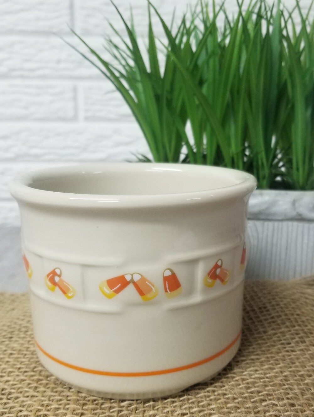 Candy Corn Pint Pottery Crock